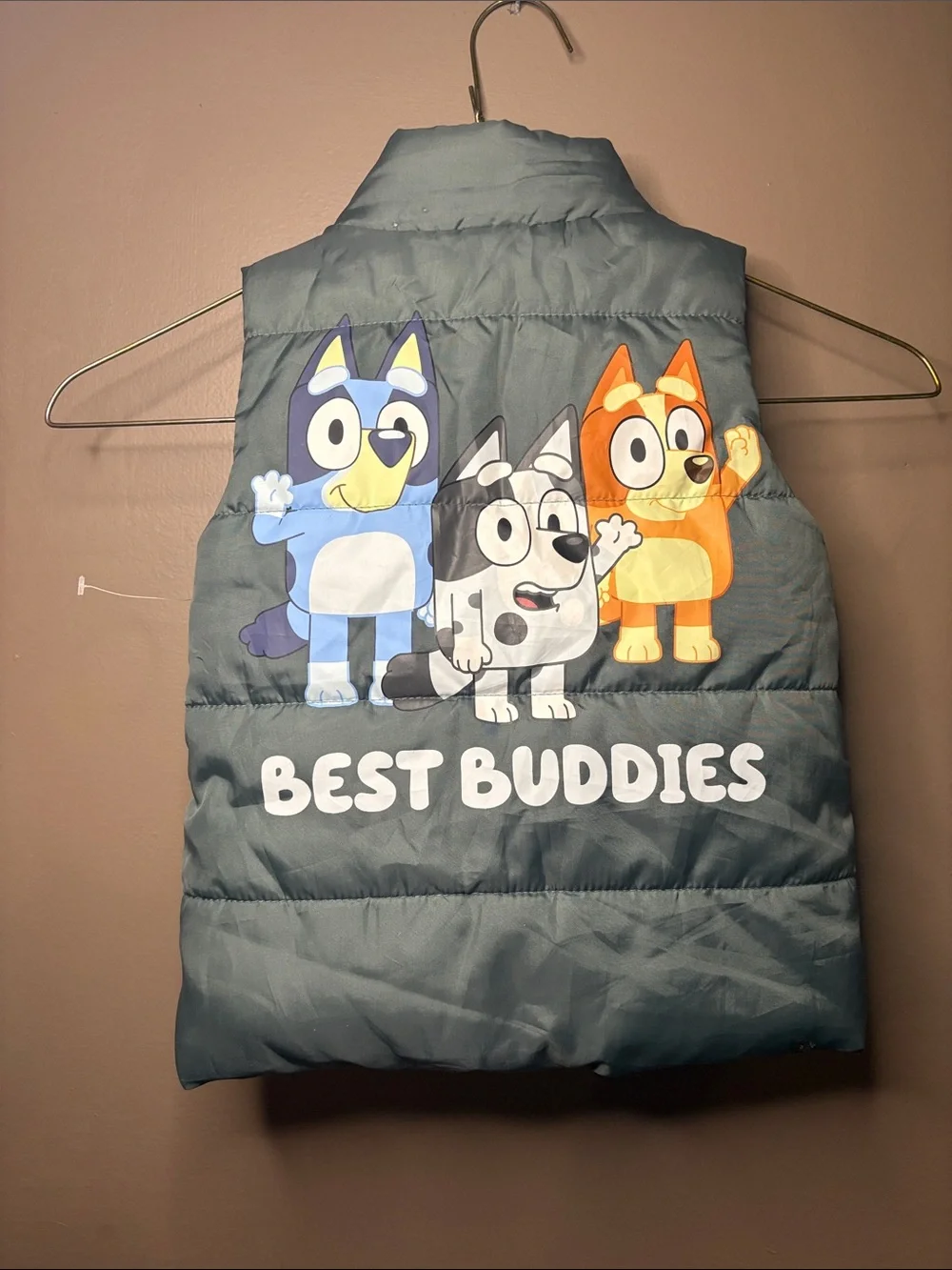 Bluey Puffer Vest for Toddler hunter green